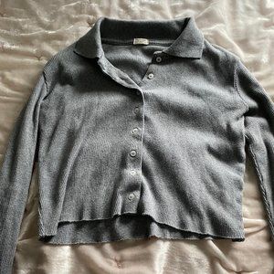Brandy Melville Cropped Grey Button Down